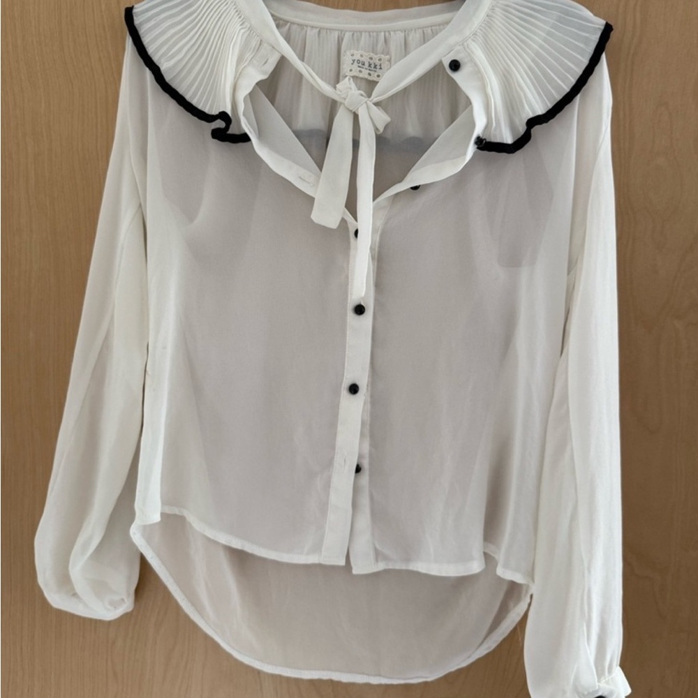 Chic White Blouse with Black Accents